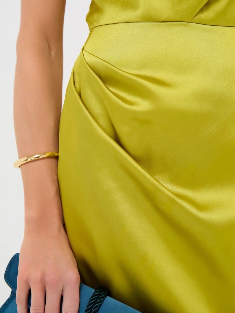 Chartreuse Satin Sinclair Dress - Picture 4 of 6